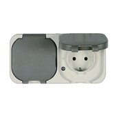 Schutzkontakt-Doppelsteckdose grau